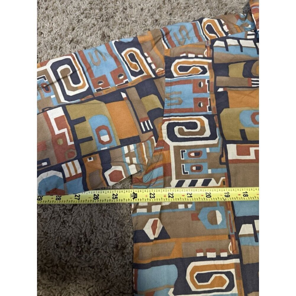 PERUVIAN CONNECTION Button Shirt Pima Cotton Tribal Abstract Print Retro LARGE - Picture 8 of 9
